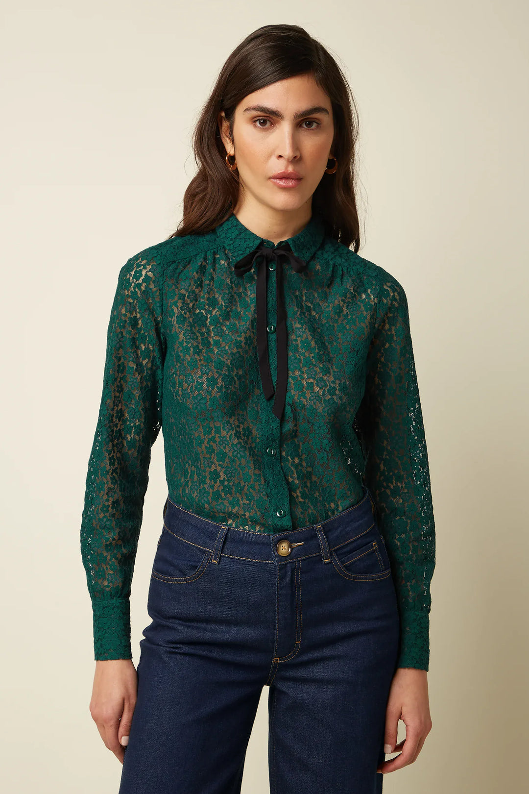 King Louie Bluser Elia Lace bluse - botanical green
