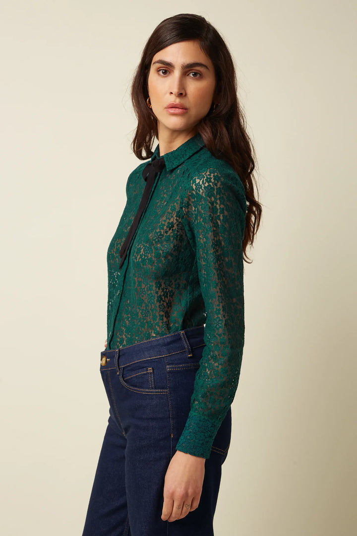 King Louie Bluser Elia Lace bluse - botanical green
