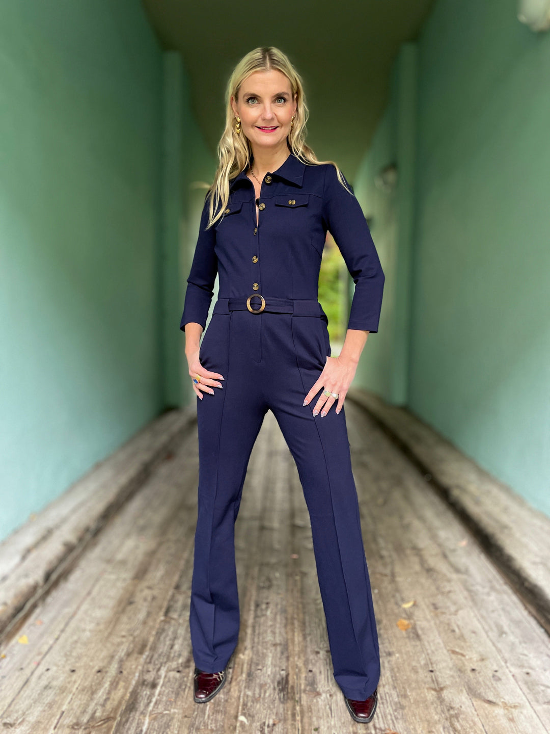 King Louie buksedresser Alexa Uni Rodeo buksedress - Evening blue