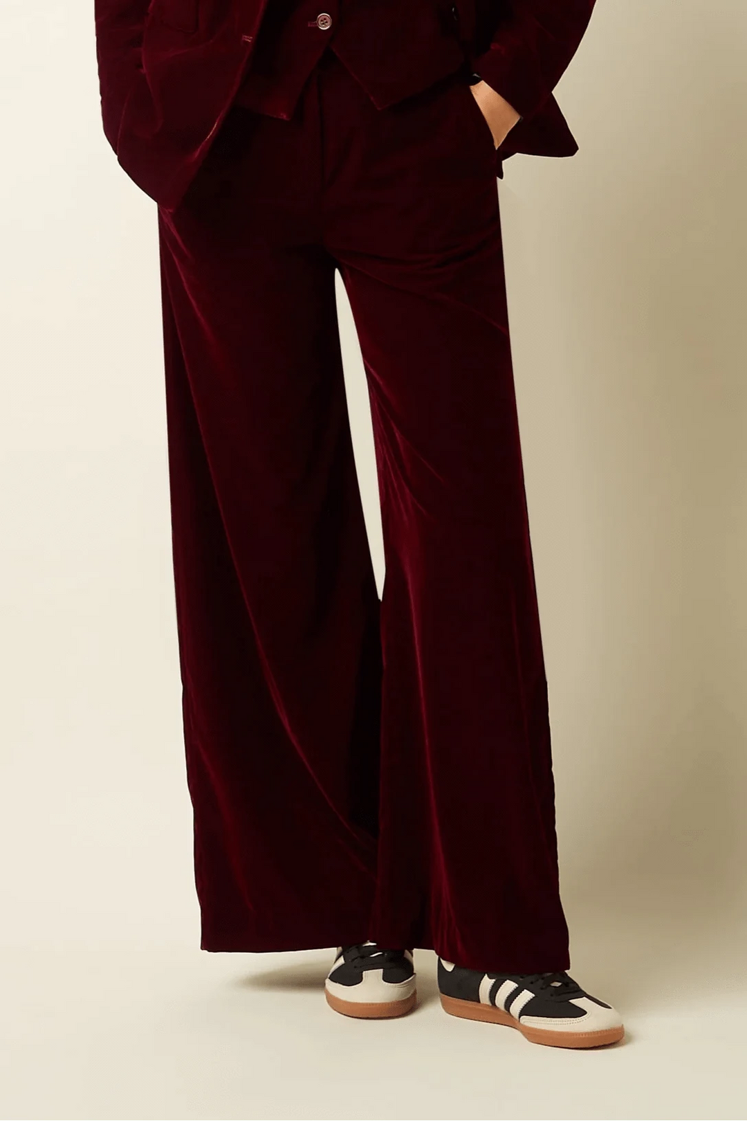 King Louie bukser Peppa Velvet bukse - Bordeaux Red