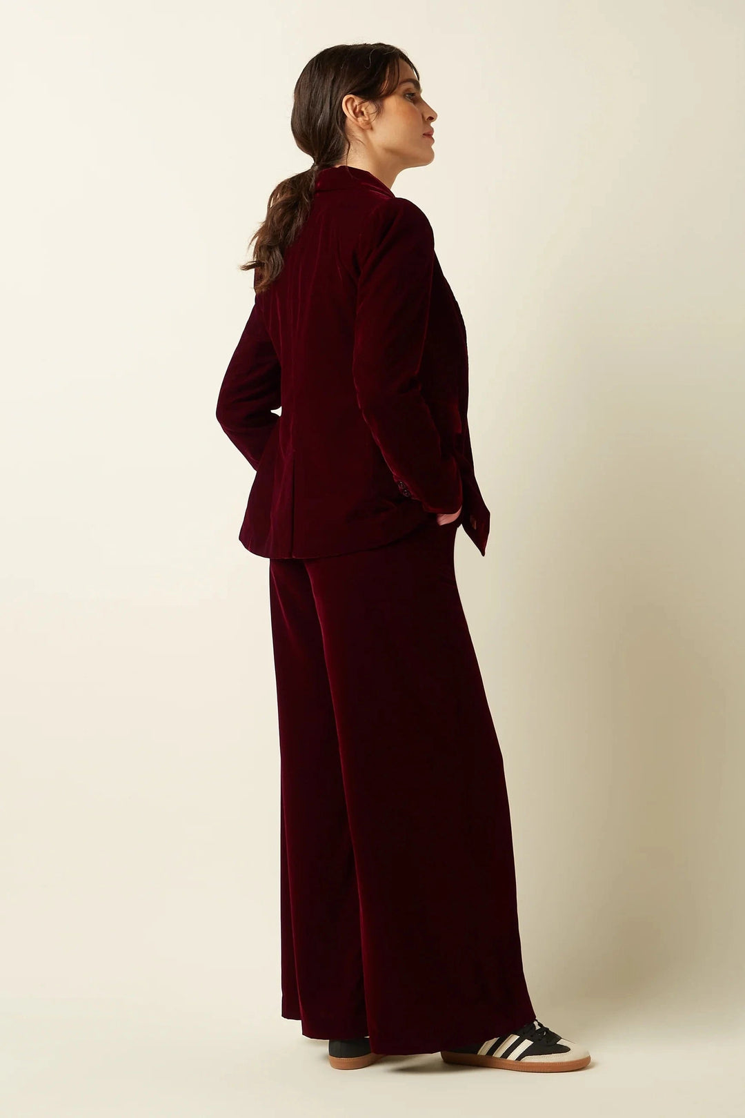 King Louie bukser Peppa Velvet bukse - Bordeaux Red