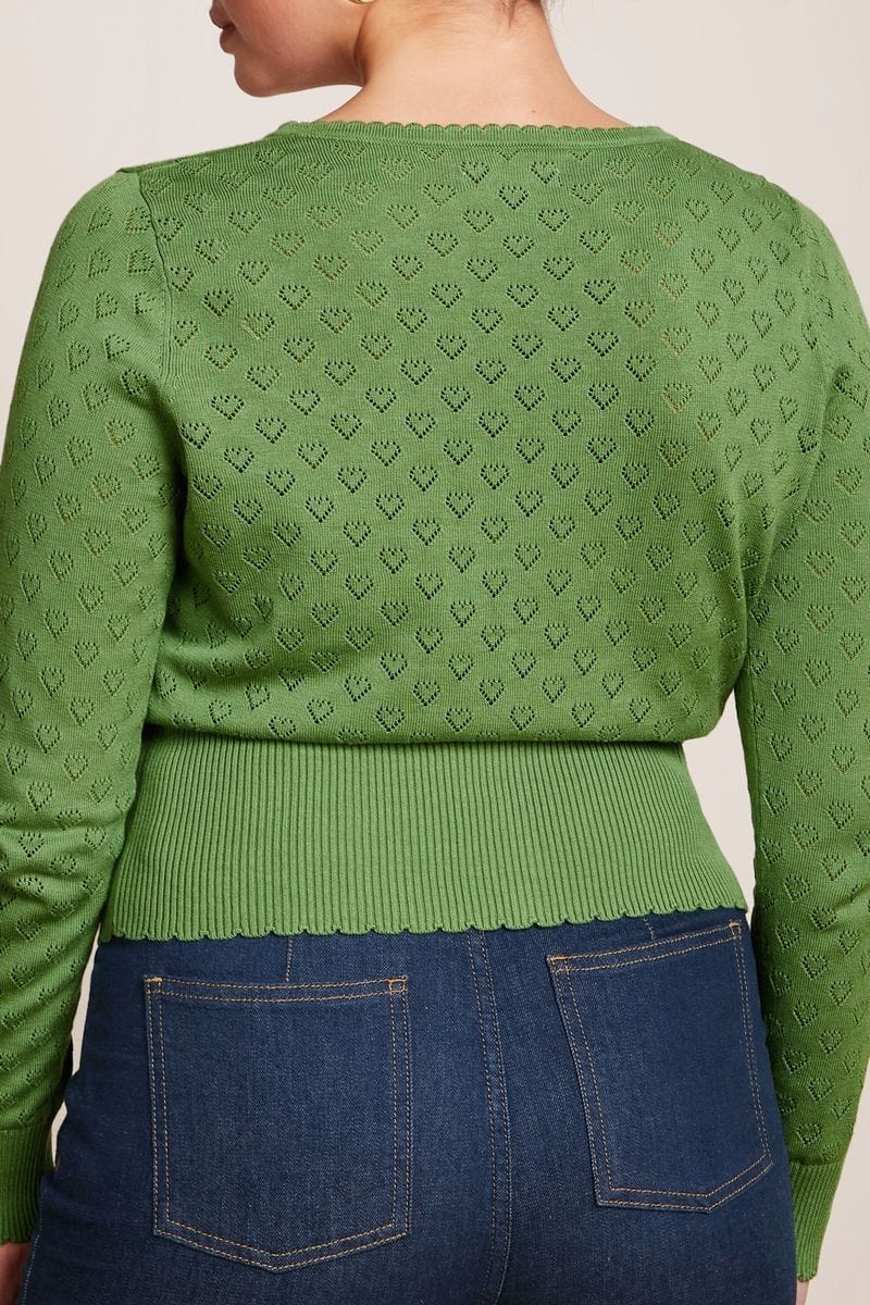 King Louie gensere Cardigan V Heart Ajour - jade green