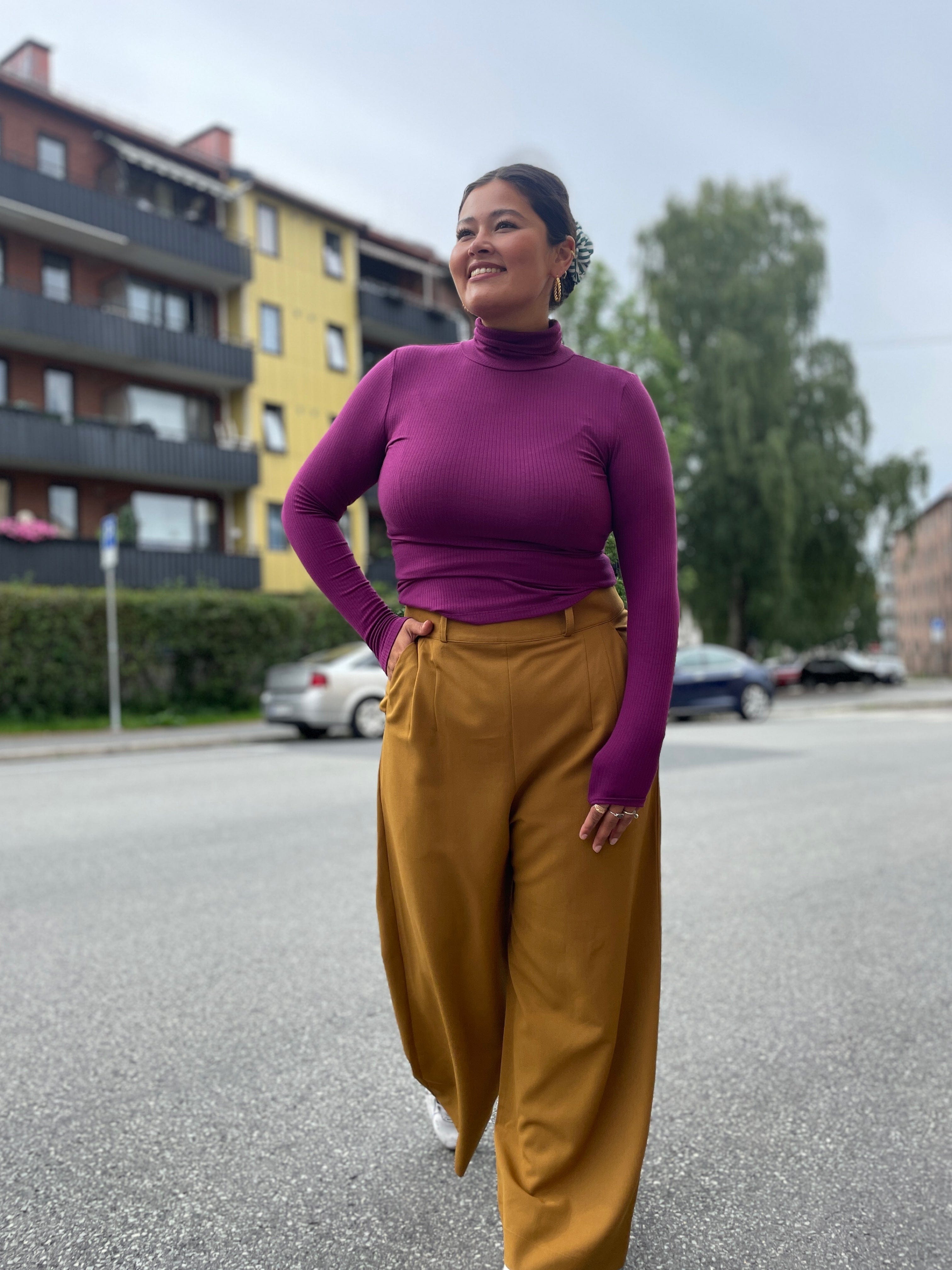 King Louie Overdeler Pologenser rollneck rib - lilla