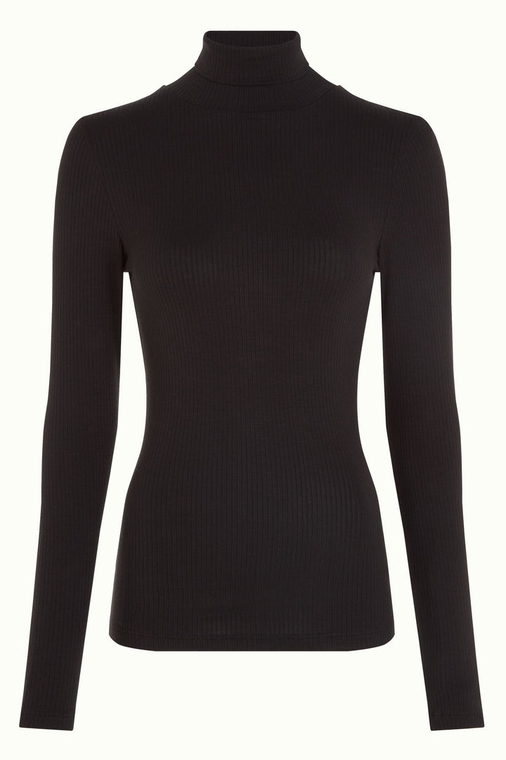 King Louie Overdeler Pologenser rollneck rib - svart (høst 23 fornyet tekst)