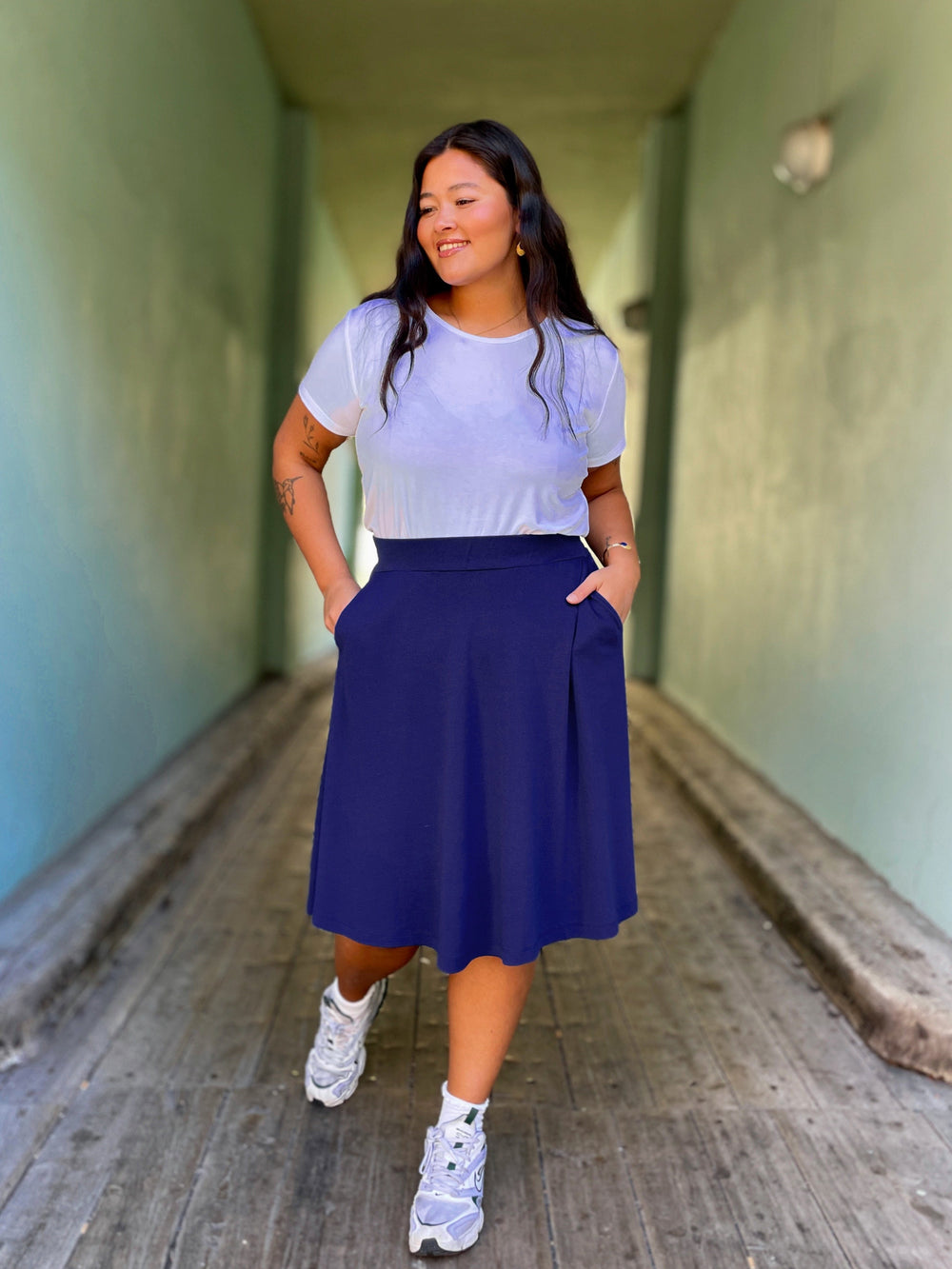 King Louie skjørt Serena Milano Crepe skjørt - beacon blue