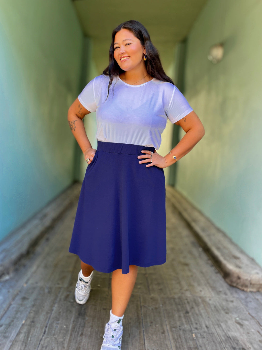 King Louie skjørt Serena Milano Crepe skjørt - beacon blue
