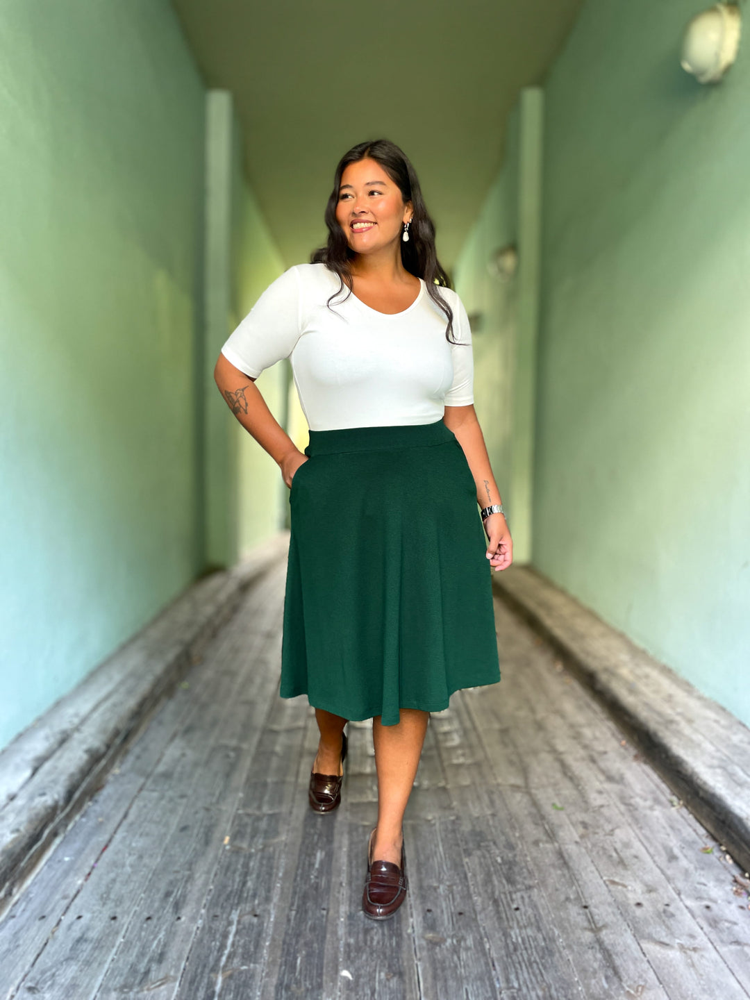King Louie skjørt Serena Milano Crepe skjørt - botanical green