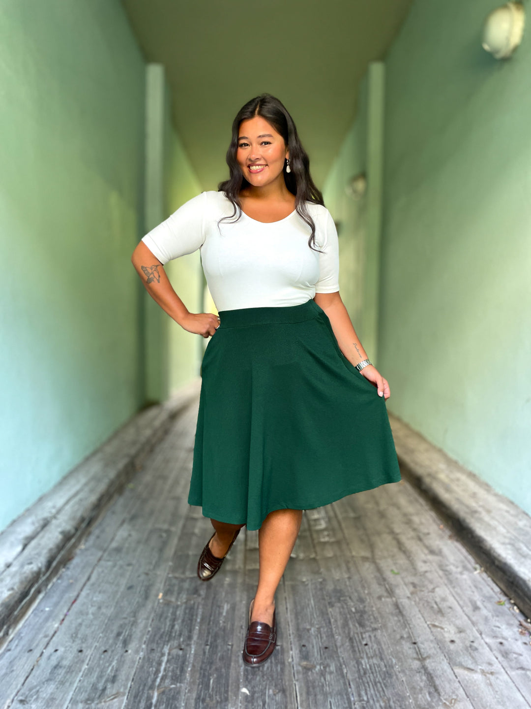 King Louie skjørt Serena Milano Crepe skjørt - botanical green