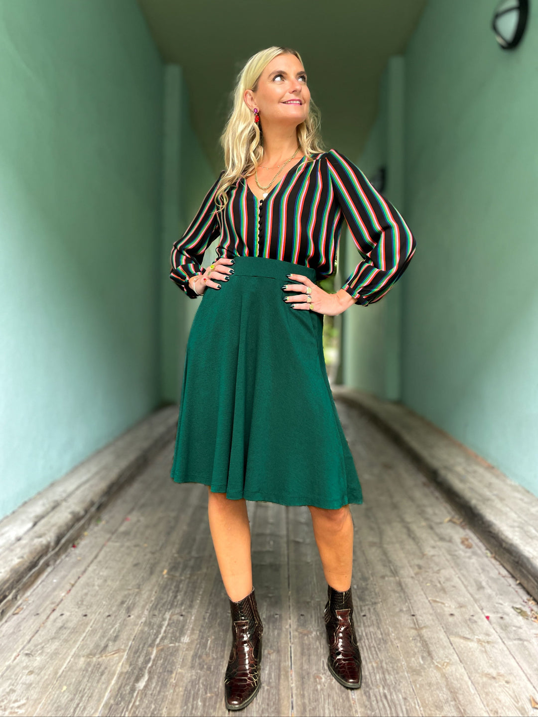 King Louie skjørt Serena Milano Crepe skjørt - botanical green