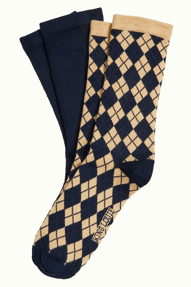 King Louie Sokker Sokker Argyle 2-Pack - evening blue