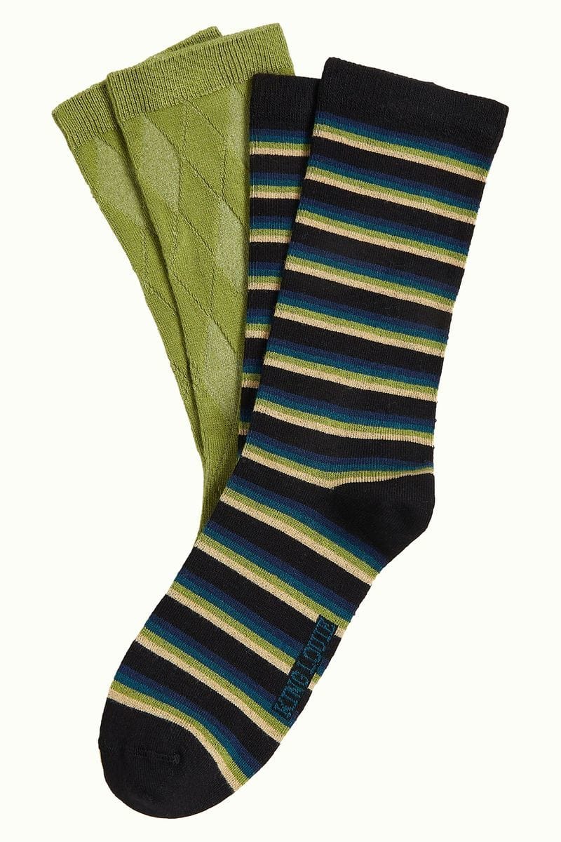 King Louie Sokker Sokker Century Stripe 2-Pack - woodbine green