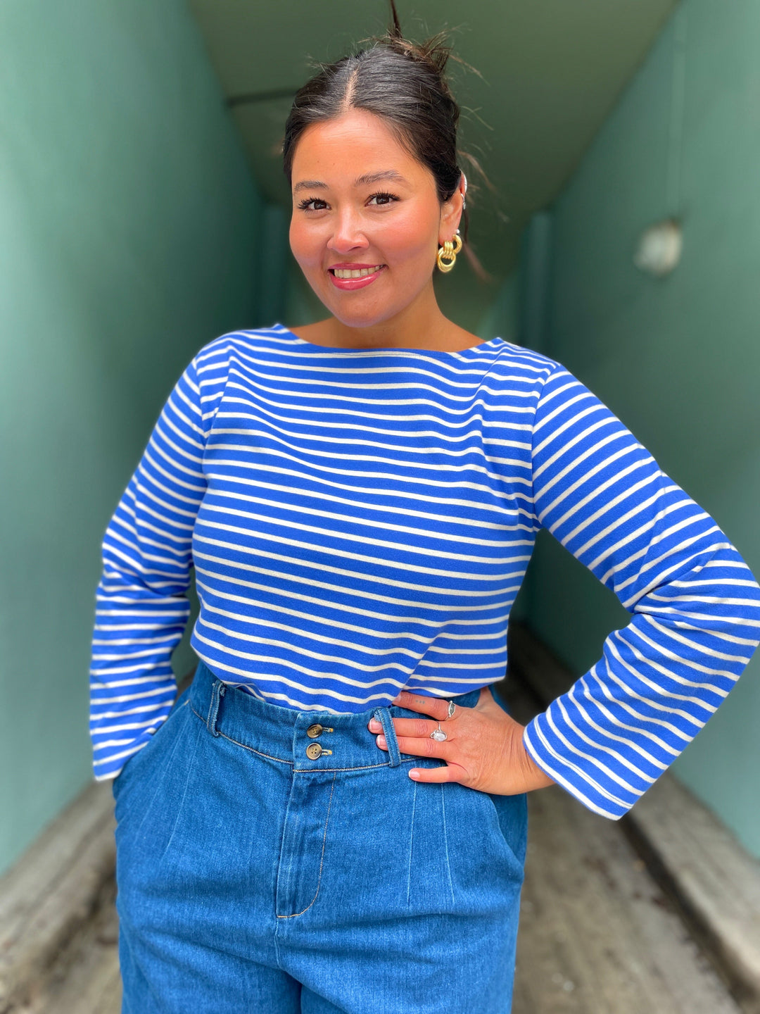 King Louie Topper Britney Stripe topp - amparo blue