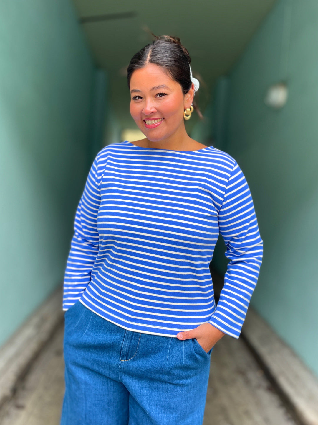 King Louie Topper Britney Stripe topp - amparo blue