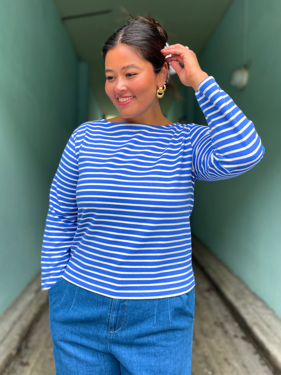 King Louie Topper Britney Stripe topp - amparo blue