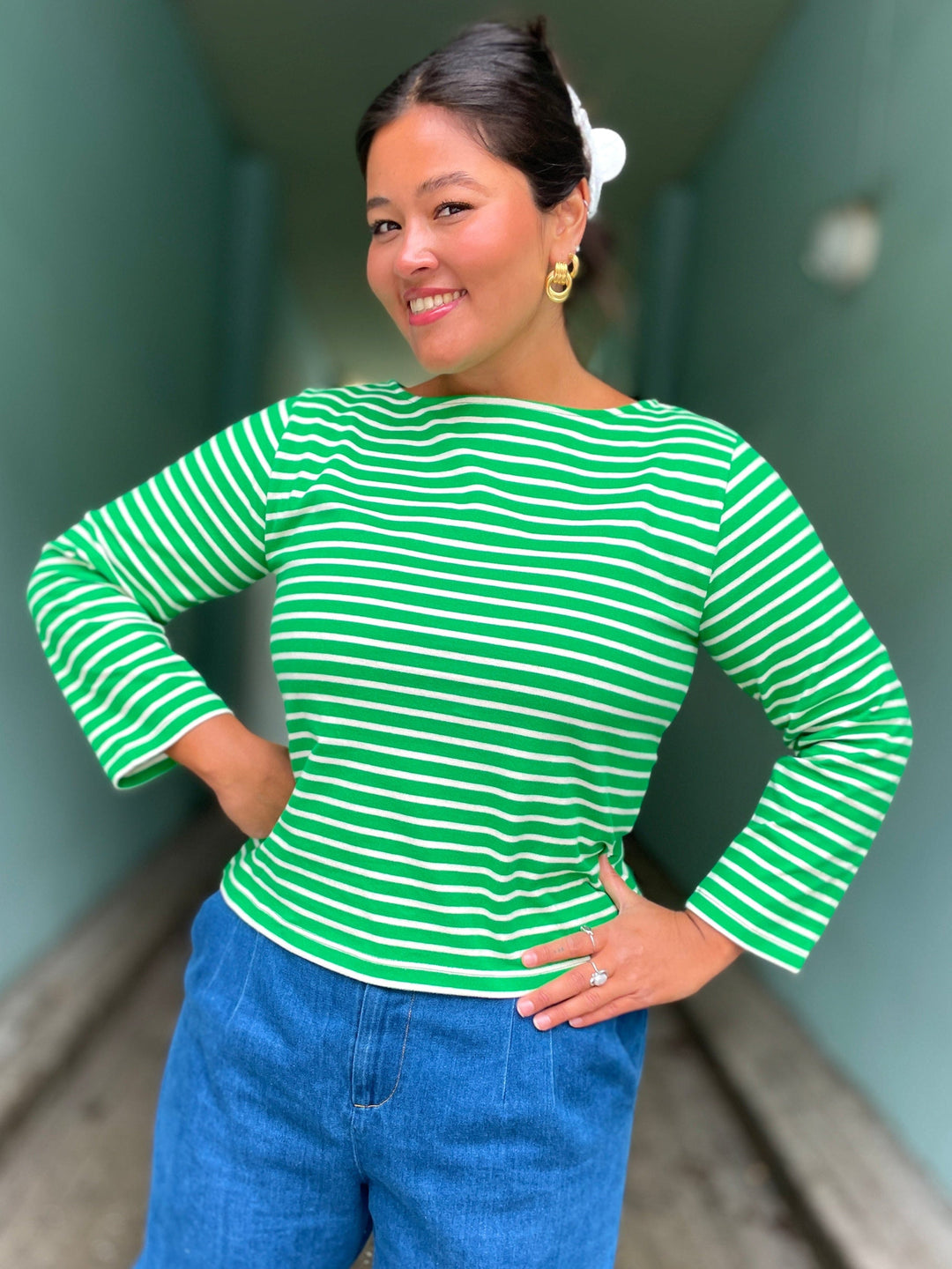 King Louie Topper Britney Stripe topp - very green