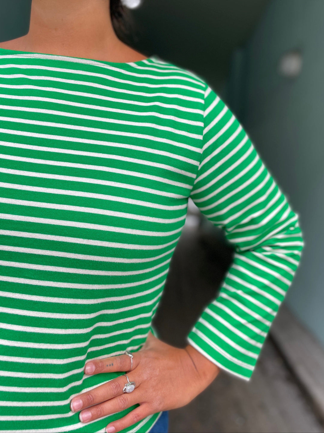 King Louie Topper Britney Stripe topp - very green