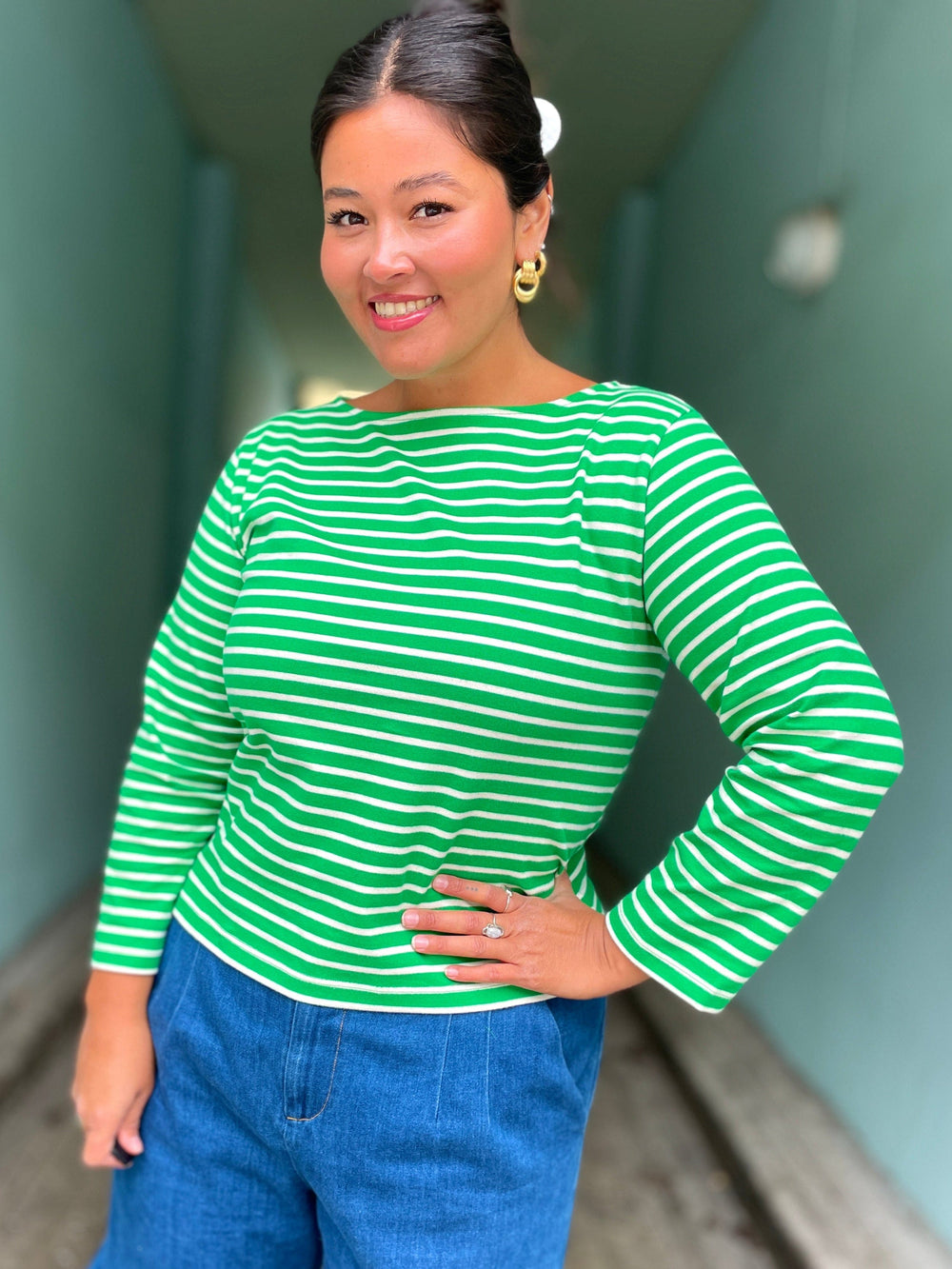 King Louie Topper Britney Stripe topp - very green