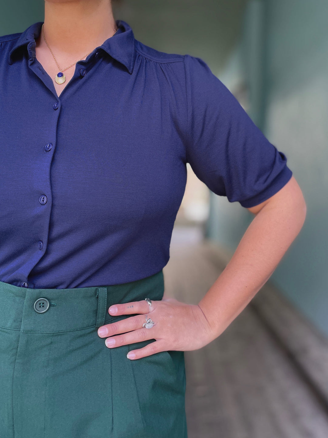 King Louie Topper Carina bluse kortermet - blå