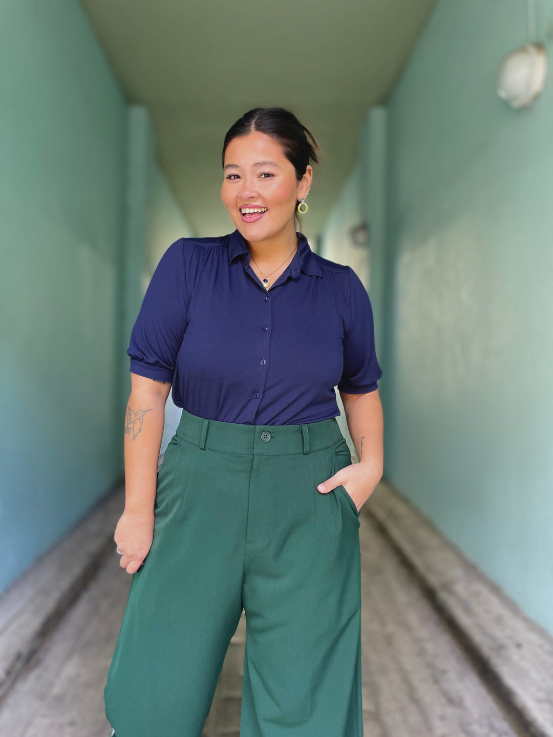 King Louie Topper Carina bluse kortermet - blå