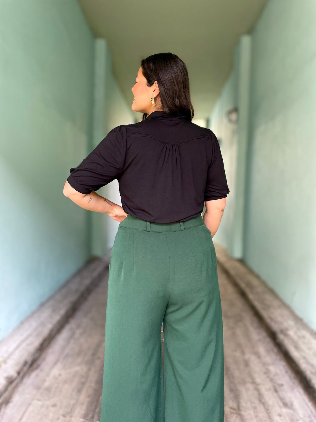 King Louie Topper Carina bluse kortermet - svart