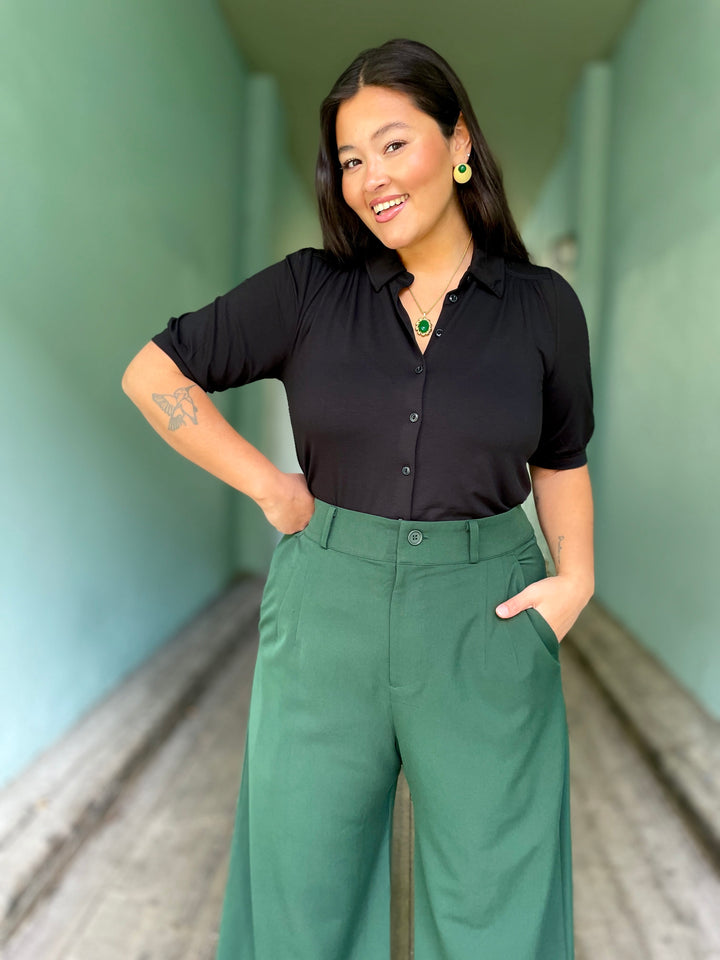 King Louie Topper Carina bluse kortermet - svart