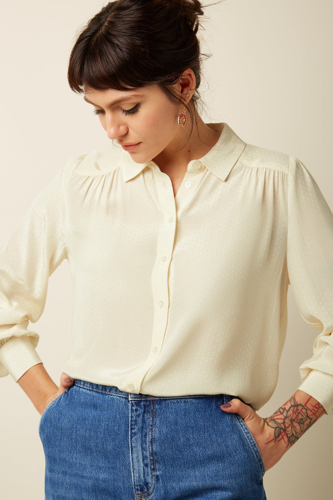 King Louie Topper Carina Bluse Sista - Elfenben