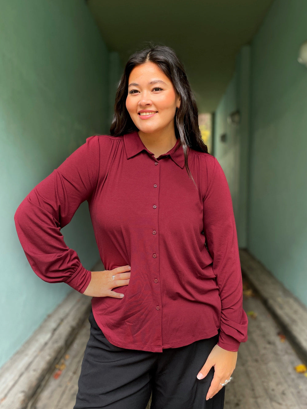 King Louie Topper Carina viskose light bluse - burgunder