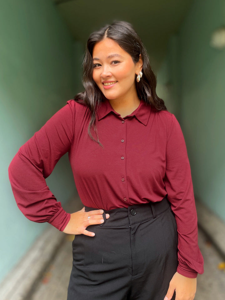 King Louie Topper Carina viskose light bluse - burgunder