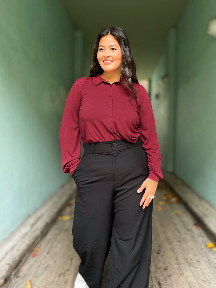 King Louie Topper Carina viskose light bluse - burgunder