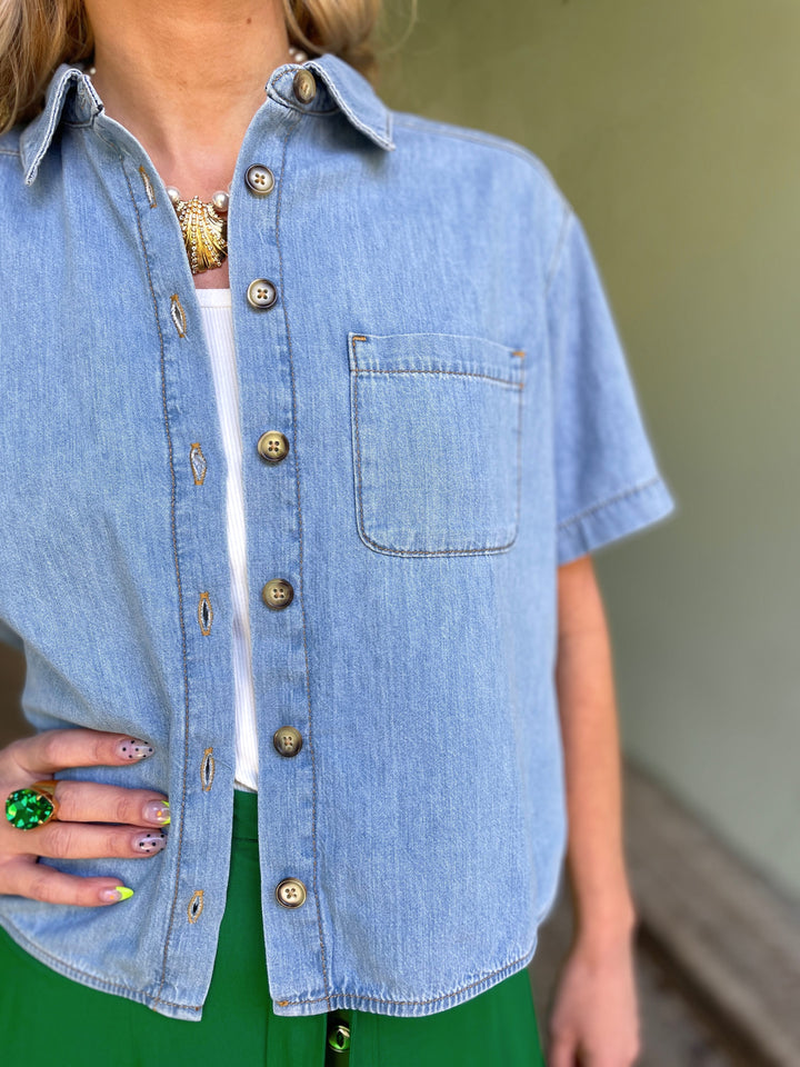 King Louie Topper Evelina Festa Denim bluse