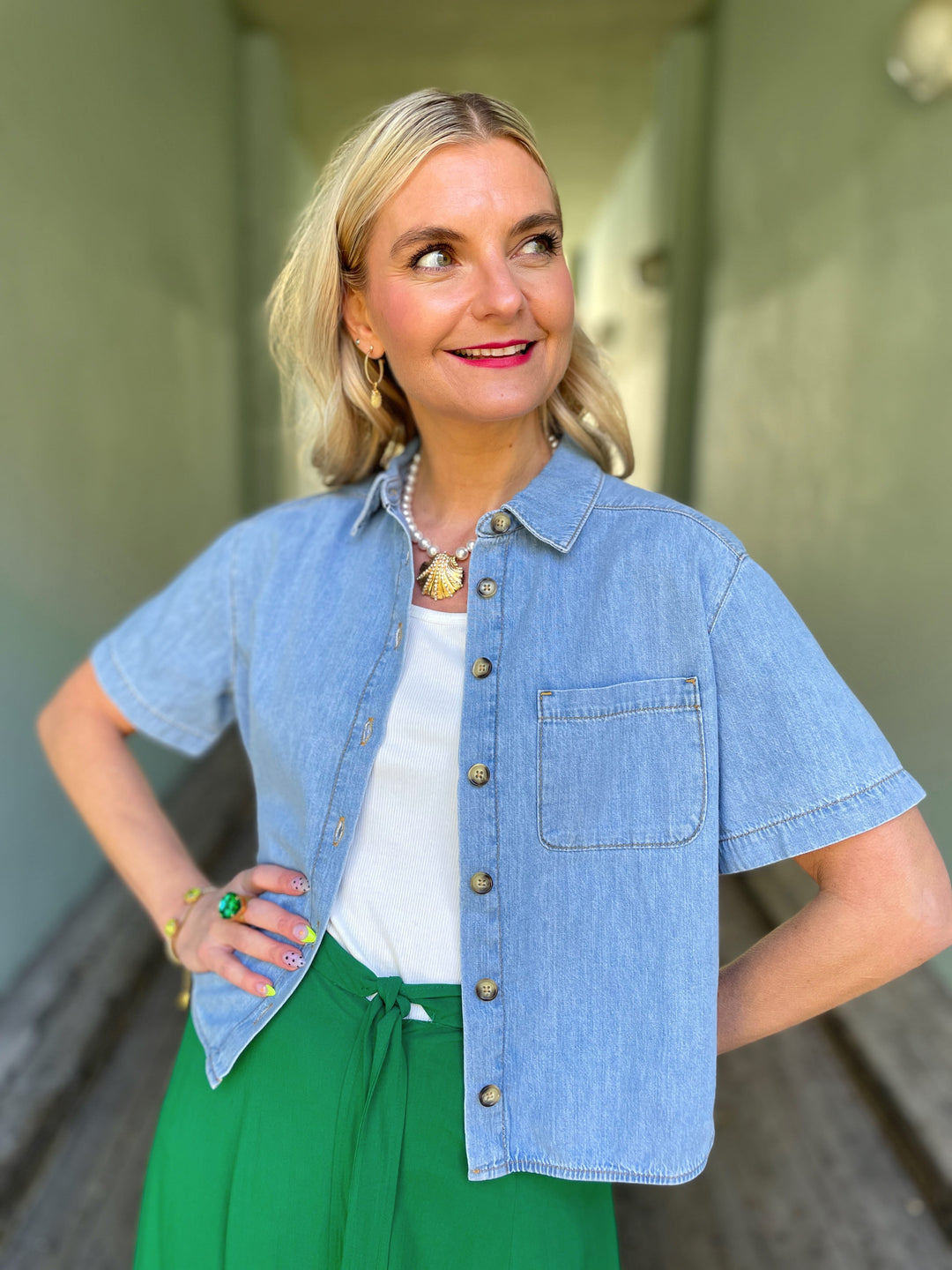King Louie Topper Evelina Festa Denim bluse