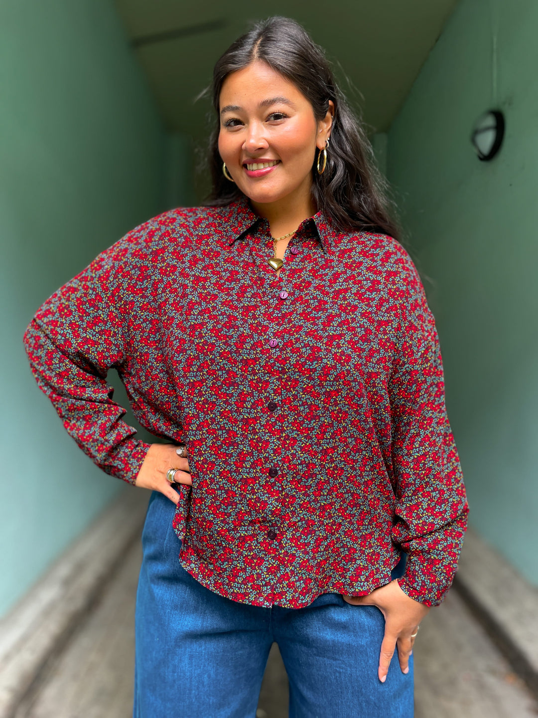 King Louie Topper Fee Juniper bluse - grape red
