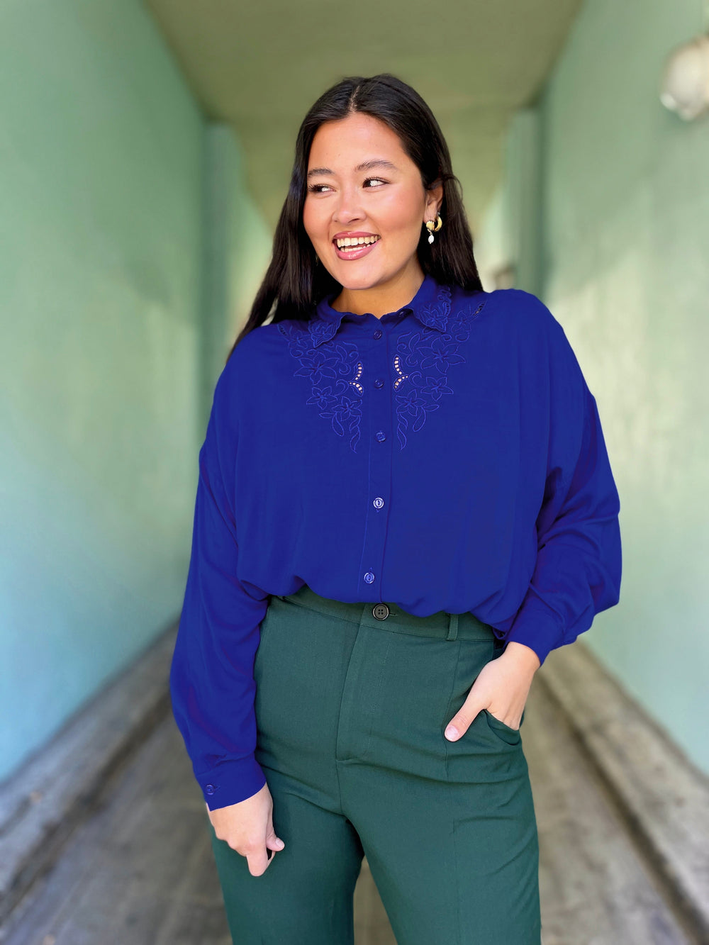 King Louie Topper Fee Rhodes bluse - bluing