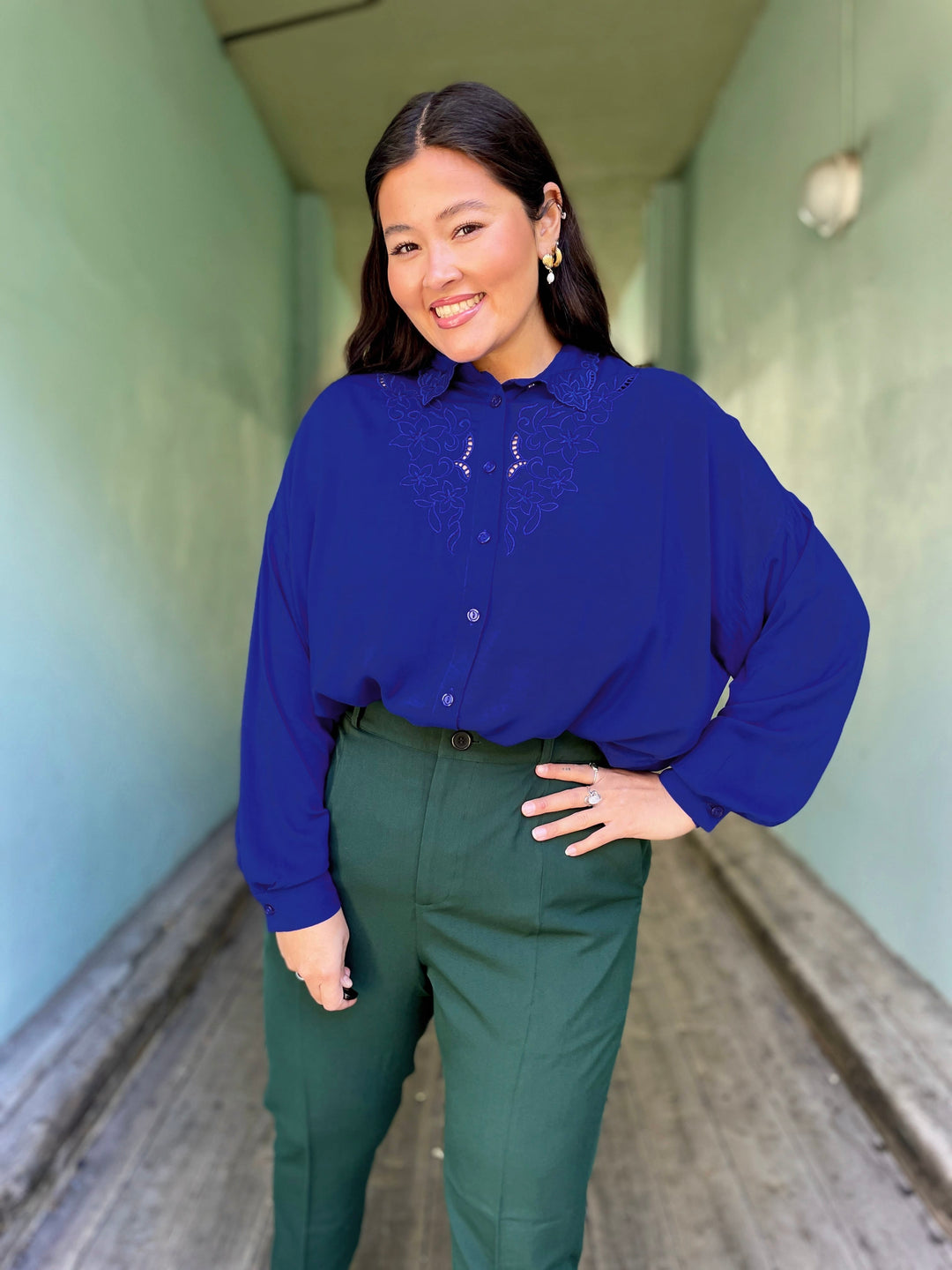 King Louie Topper Fee Rhodes bluse - bluing