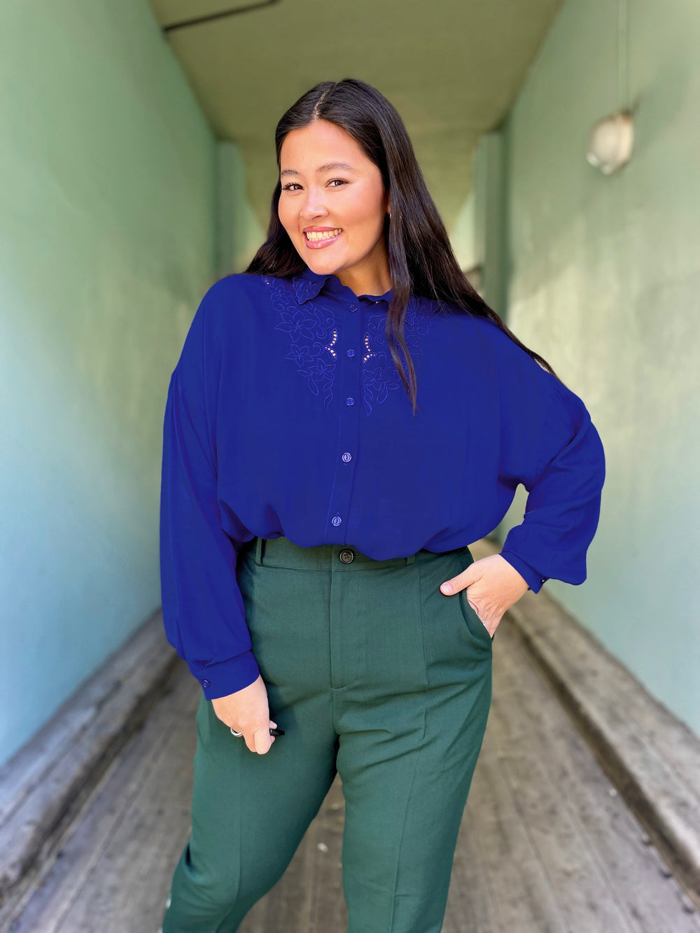 King Louie Topper Fee Rhodes bluse - bluing