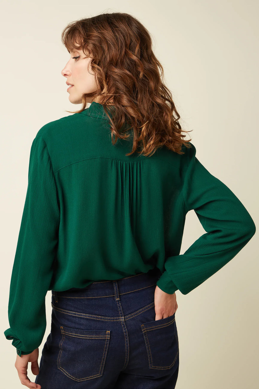 King Louie Topper Maisie Noble bluse - botanical green
