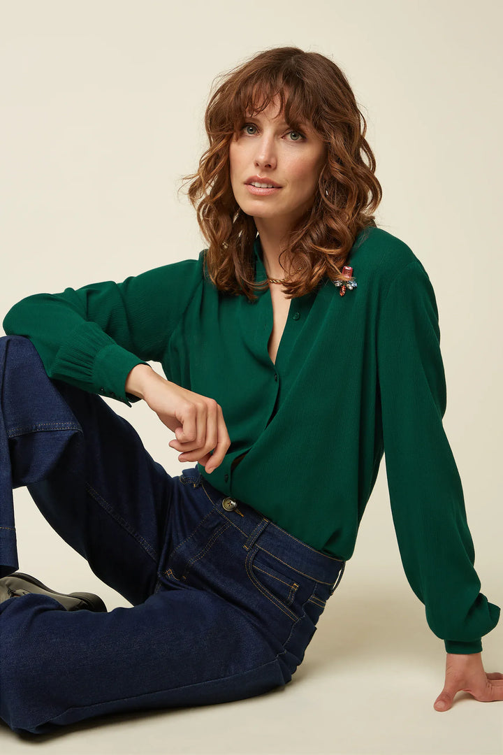 King Louie Topper Maisie Noble bluse - botanical green