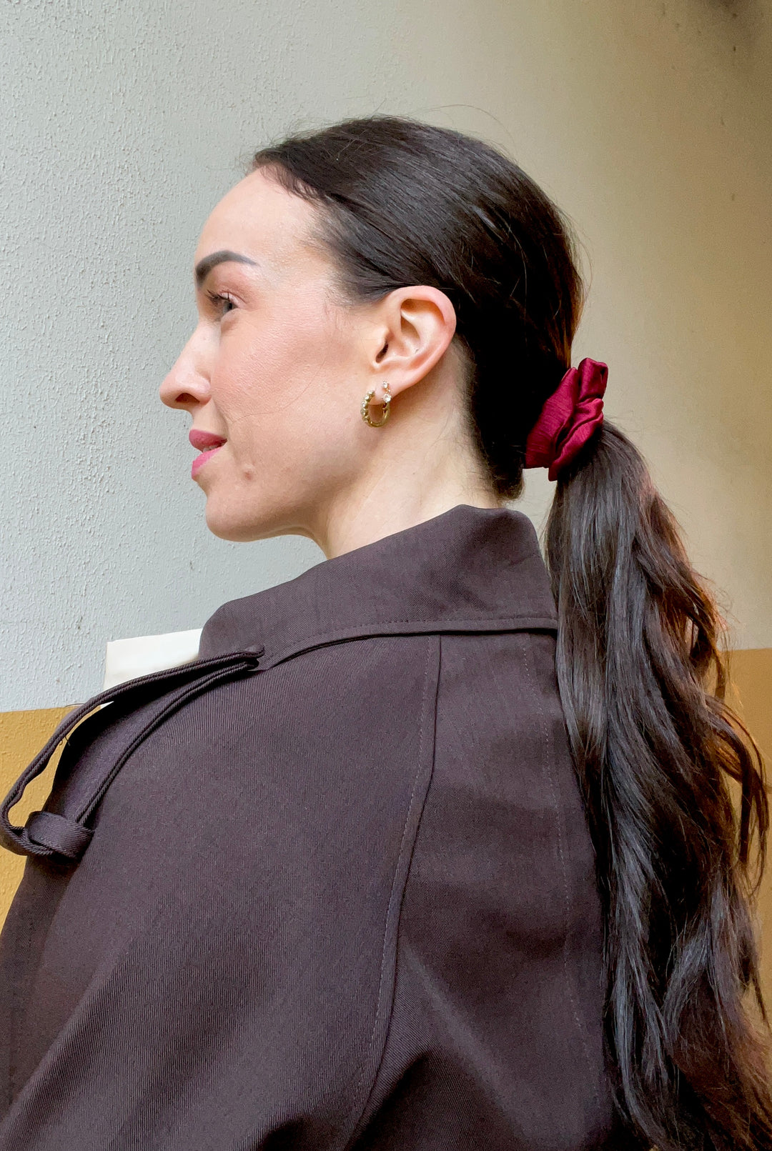 Scrunchie av restestoff liten - red satin