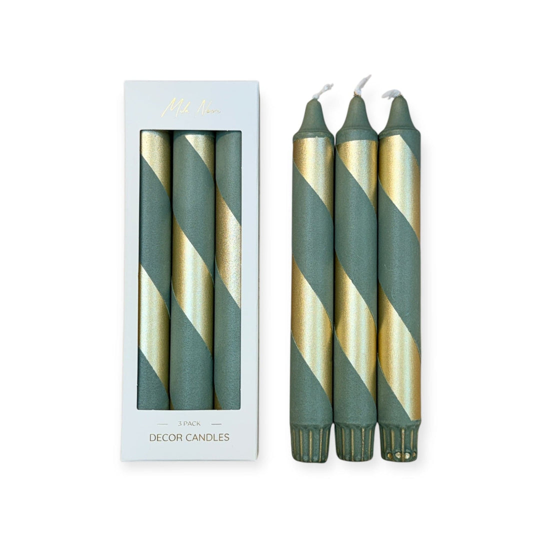 Mila Noire stearinlys Stearinlys spiral 3-pakk - grønn og gull