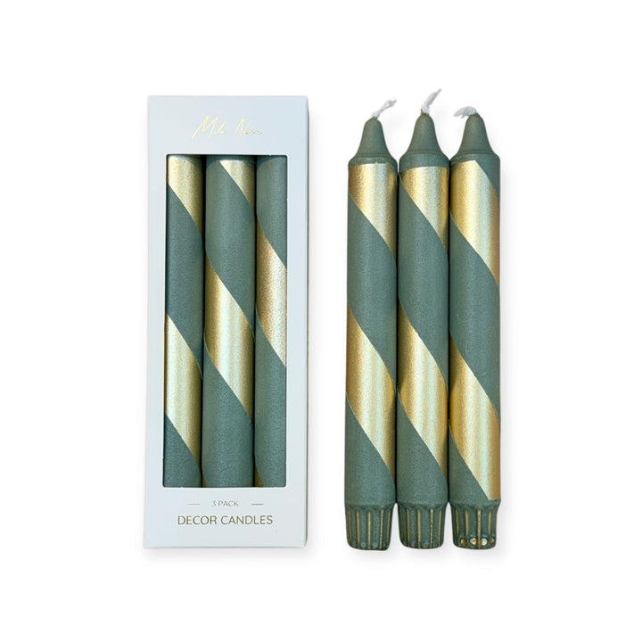 Mila Noire stearinlys Stearinlys spiral 3-pakk - grønn og gull