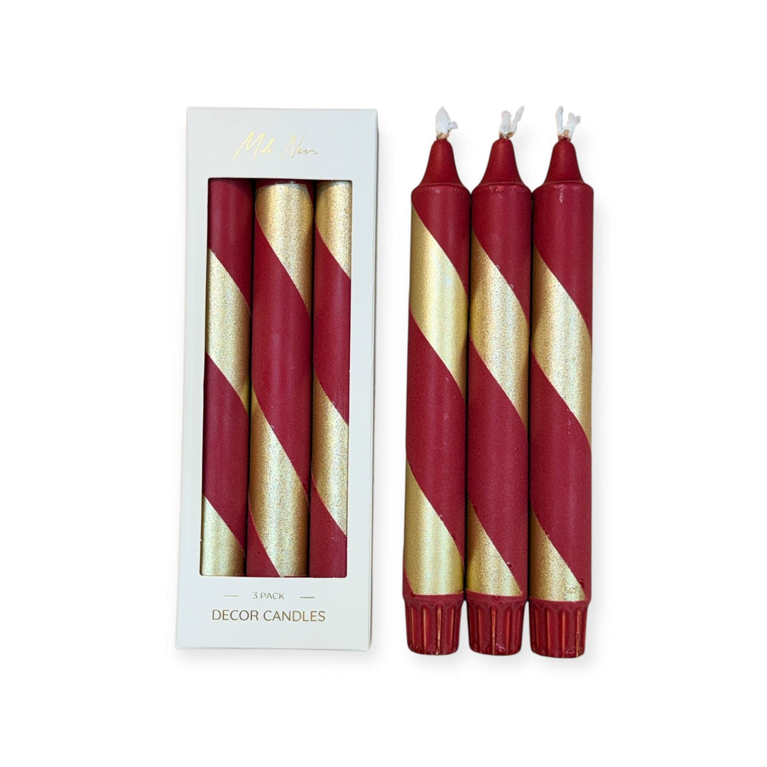 Mila Noire stearinlys Stearinlys spiral 3-pakk - mørkerød og gull