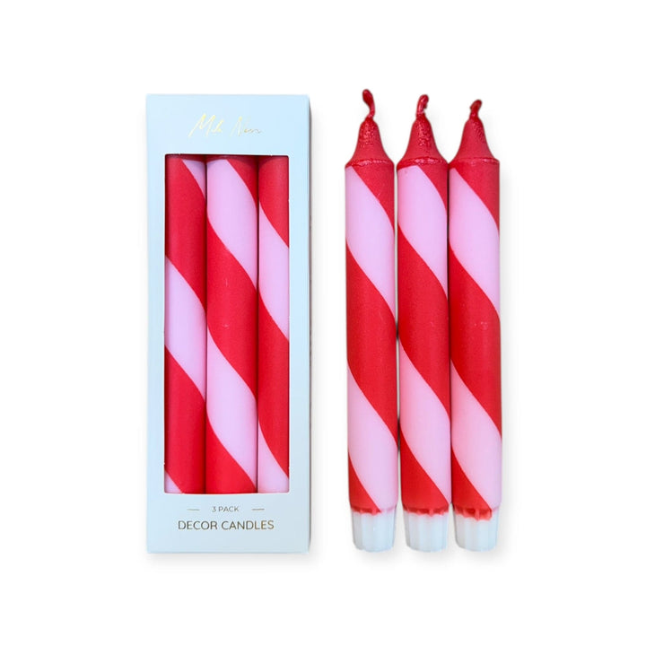 Mila Noire stearinlys Stearinlys spiral 3-pakk - rød og rosa
