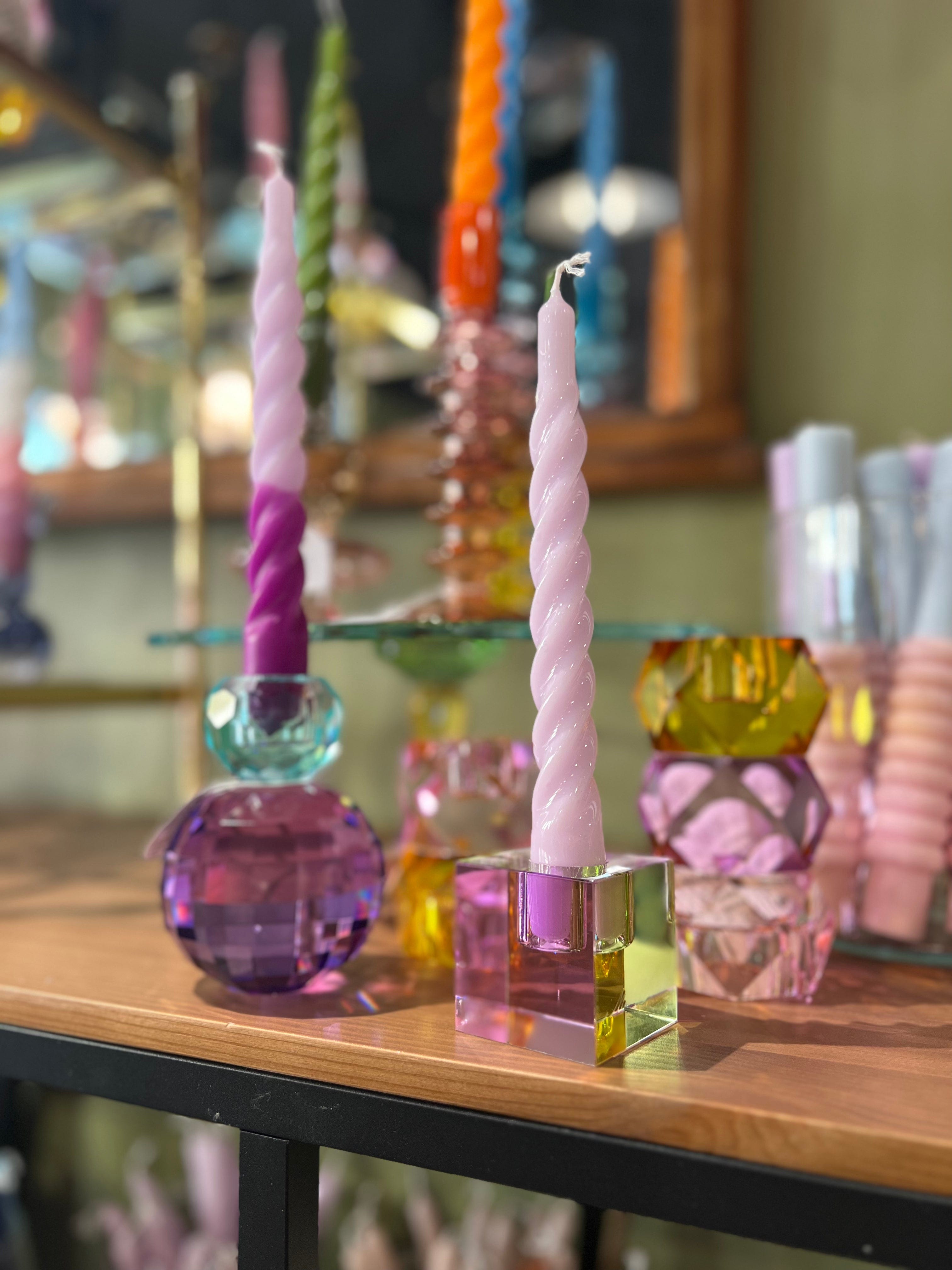 Miss Etoile Lysestake Lysestake i krystall cube - green and pink