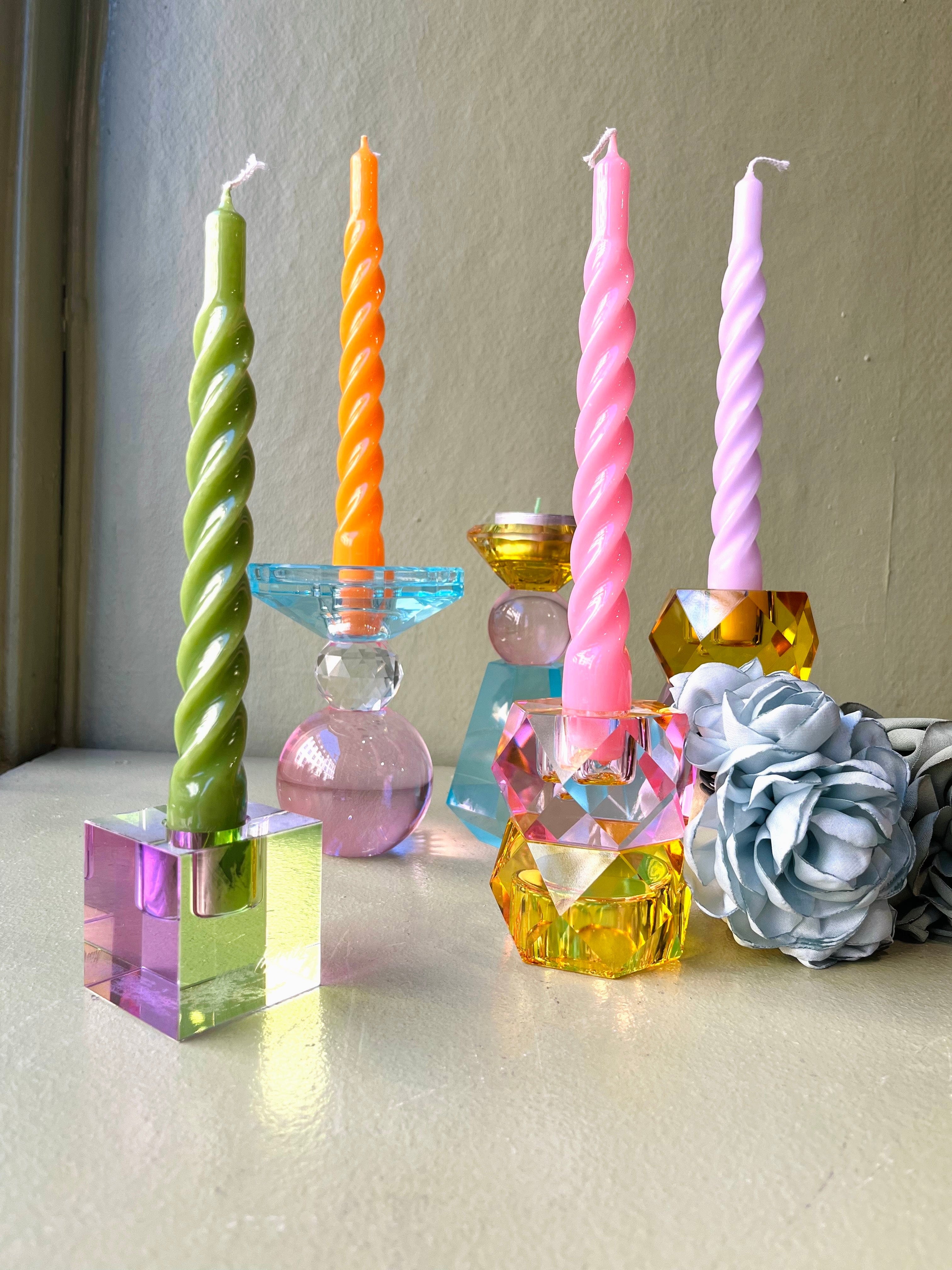 Miss Etoile Lysestake Lysestake i krystall cube - purple and green