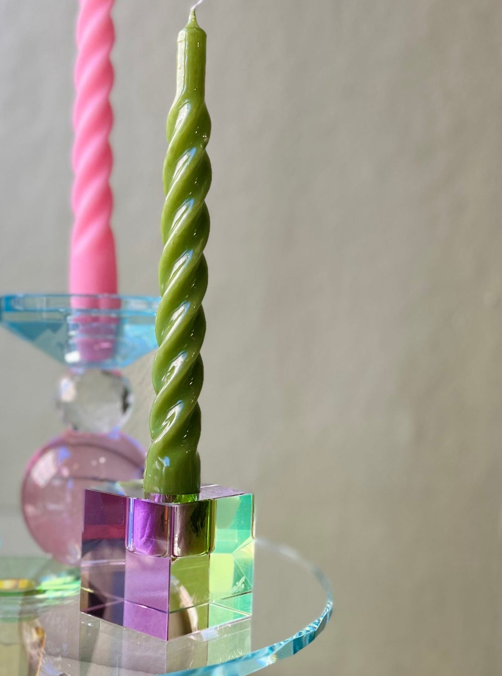 Miss Etoile Lysestake Lysestake i krystall cube - purple and green