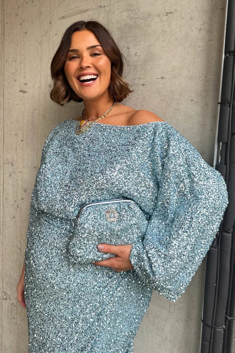 Never Fully Dressed Topper Tilly sequin topp - blå