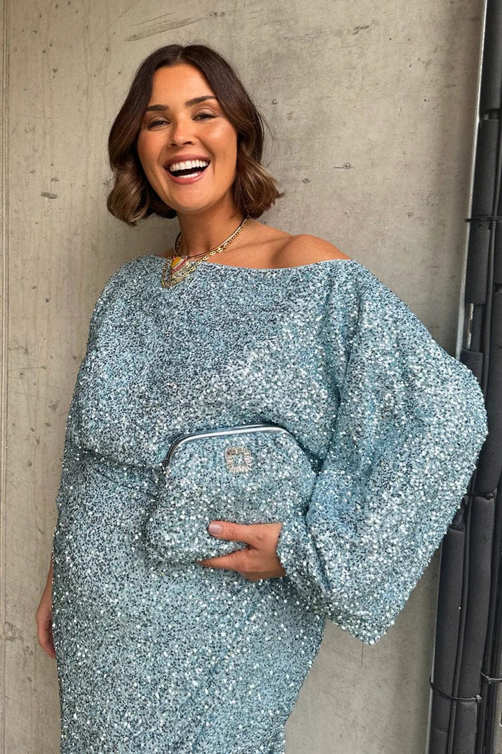 Never Fully Dressed Topper Tilly sequin topp - blå