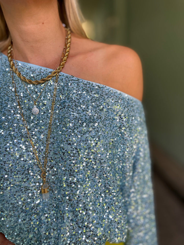 Never Fully Dressed Topper Tilly sequin topp - blå