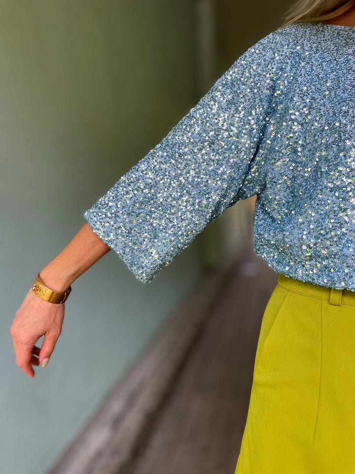 Never Fully Dressed Topper Tilly sequin topp - blå