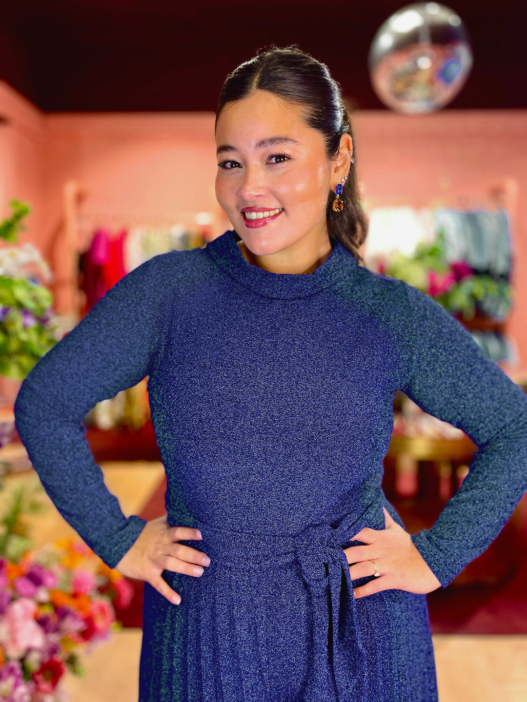 Bianca buksedress lurex - midnight blue
